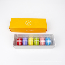 6 macaron cookie custom yellow paper packaging box with transparent plastic blister insert